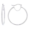 Sparkle Allure Pure Silver Over Brass Crystal Hoop Earrings In Silver