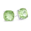 Sparkle Allure Pure Silver Over Brass Crystal Square Stud Earrings In Green