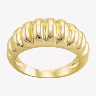 Sparkle Allure Ribbed Textured Dome Womens 2.5mm 14k Gold Over Brass Band