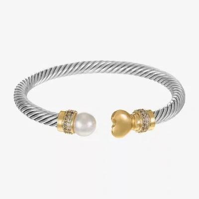 Sparkle Allure Rope Twist Cuff Womens Cubic Zirconia Simulated Pearl 14k Gold Over Brass Pure Silver Over Brass Hea