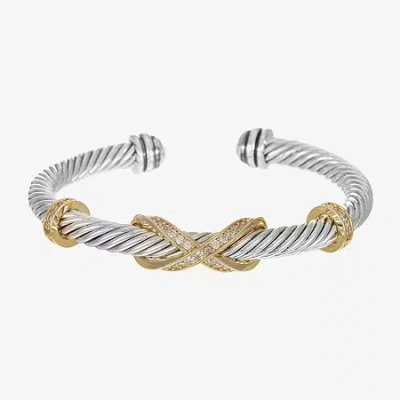 Sparkle Allure Rope Twist Womens Cubic Zirconia 14k Gold Over Brass Pure Silver Over Brass Infinity Bangle Bracelet