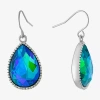 Sparkle Allure Silver Reflections Womens Blue Crystal Pure Silver Over Brass Pear Drop Earrings In Blue