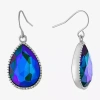 Sparkle Allure Silver Reflections Womens Blue Crystal Pure Silver Over Brass Pear Drop Earrings In Metallic