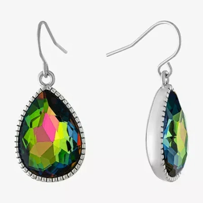 Sparkle Allure Silver Reflections Womens Blue Crystal Pure Silver Over Brass Pear Drop Earrings In Metallic