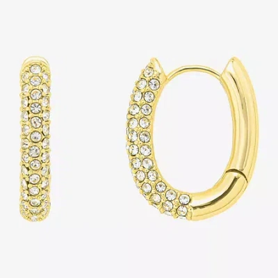 Sparkle Allure Silver Reflections Womens Glass 10k Gold Over Brass 19.7mm Hoop Earrings In Transparent