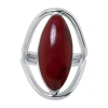 Sparkle Allure Simulated Red Womens Red Jasper Pure Silver Over Brass Oval Cocktail Ring In Metallic