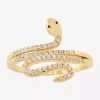 Sparkle Allure Snake Wrap Womens Cubic Zirconia 14k Gold Over Brass Bypass Cocktail Ring In Gold