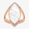 Sparkle Allure Split Shank Womens White Cultured Freshwater Pearl Mother Of Pearl 18k Rose Gold Over Brass Marquise