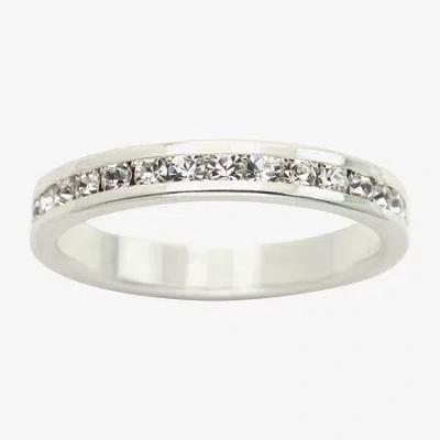 Sparkle Allure Stackable Eternity Womens 3mm Crystal Pure Silver Over Brass Eternity Band In Metallic