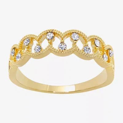 Sparkle Allure Station Womens 2.5mm Crystal 14k Gold Over Brass Band
