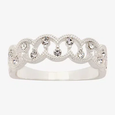 Sparkle Allure Station Womens 2.5mm Crystal Pure Silver Over Brass Band In Metallic