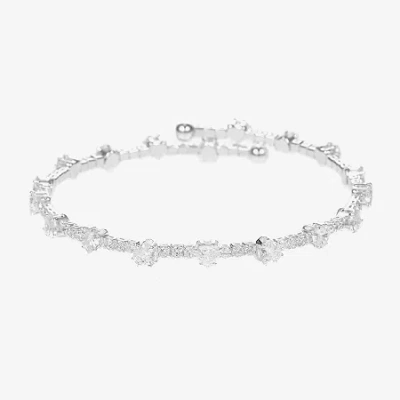Sparkle Allure Tennis Womens Cubic Zirconia Pure Silver Over Brass Wrap Bracelet In White