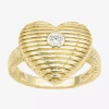 Sparkle Allure Textured Womens Cubic Zirconia 14k Gold Over Brass Heart Cocktail Ring In Gold