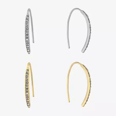 Sparkle Allure Threader Womens Crystal 2 Pair Earring Set In Transparent