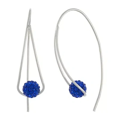 Sparkle Allure Threader Womens Crystal 40mm Hoop Earrings In Blue