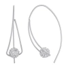 Sparkle Allure Threader Womens Crystal 40mm Hoop Earrings In Silver