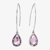 Sparkle Allure Threader Womens Pink Crystal Pure Silver Over Brass Drop Earrings In Silver