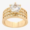 Sparkle Allure Three Row Womens Cubic Zirconia 14k Gold Over Brass Round Engagement Ring In Gold