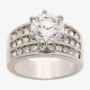 Sparkle Allure Three Row Womens Cubic Zirconia Pure Silver Over Brass Round Engagement Ring In Metallic