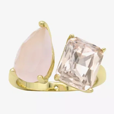 Sparkle Allure Toi Et Moi Womens 2.5mm Pink Crystal 14k Gold Over Brass Pear Band In Multi