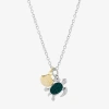 Sparkle Allure Turtle And Seashell Womens Green Crystal 14k Gold Over Brass Pure Silver Over Brass 16 Inch Pendant  In Transparent