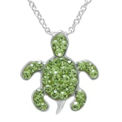 Sparkle Allure Turtle Womens Green Pure Silver Over Brass 18 Inch Pendant Necklace