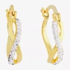 Sparkle Allure Twist Womens Crystal 24k Gold Over Brass 22.3mm Hoop Earrings In Transparent