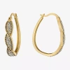 Sparkle Allure Twist Womens Crystal 24k Gold Over Brass 35mm Hoop Earrings In Gold