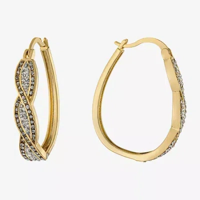 Sparkle Allure Twist Womens Crystal 24k Gold Over Brass 35mm Hoop Earrings In Transparent
