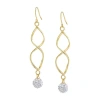 Sparkle Allure Twist Womens Crystal 24k Gold Over Brass Drop Earrings In Gold
