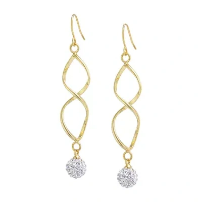 Sparkle Allure Twist Womens Crystal 24k Gold Over Brass Drop Earrings