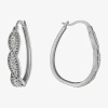 Sparkle Allure Twist Womens Crystal 34.7mm Hoop Earrings In Transparent