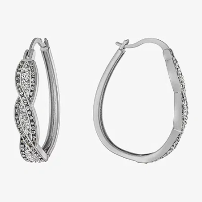 Sparkle Allure Twist Womens Crystal 34.7mm Hoop Earrings In Transparent