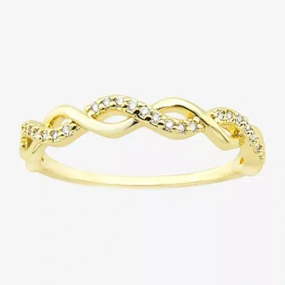 Sparkle Allure Wavy Womens Cubic Zirconia 14k Gold Over Brass Infinity Delicate Band