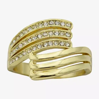 Sparkle Allure Wavy Wrap Womens 3mm Crystal 14k Gold Over Brass Bypass Band