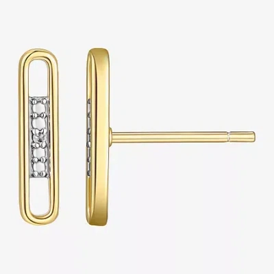 Sparkle Allure White Diamond Accent 12.9mm Bar Stud Earrings In Transparent