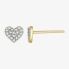 Sparkle Allure White Diamond Accent 5.1mm Heart Stud Earrings In Transparent