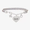 Sparkle Allure White Leather Love Womens Cubic Zirconia Pure Silver Over Brass Butterfly Heart Charm Bracelet In White