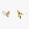 Sparkle Allure White Mother Of Pearl Cultured Freshwater Pearl 14k Gold Over Brass 11mm Butterfly Stud Earrings In Transparent