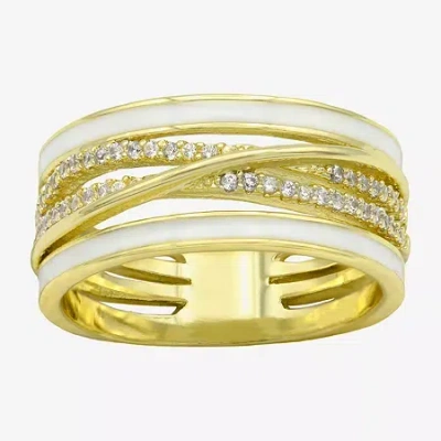 Sparkle Allure Womens 10mm Cubic Zirconia 14k Gold Over Brass Crossover Band In Transparent