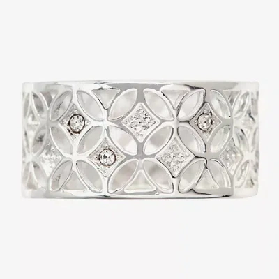 Sparkle Allure Womens 11m Crystal Pure Silver Over Brass Hypoallergenic Band In Metallic
