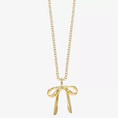 Sparkle Allure Womens 14k Gold Over Brass Bow 16 Inch Pendant Necklace