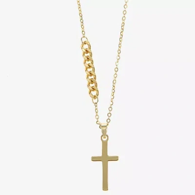 Sparkle Allure Womens 14k Gold Over Brass Cross 16 Inch Pendant Necklace