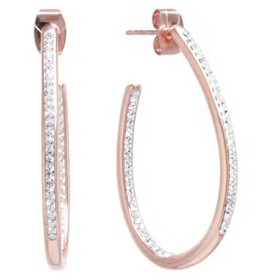 Sparkle Allure Womens 14k Rose Gold Over Brass 35mm Hoop Earrings In Transparent