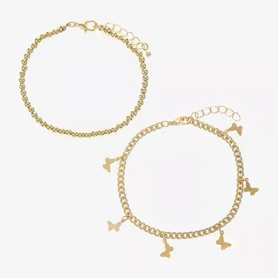 Sparkle Allure Womens 2-pc. 14k Gold Over Brass Bracelet Set