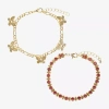 Sparkle Allure Womens 2-pc. Red Crystal 14k Gold Over Brass Bracelet Set In Transparent