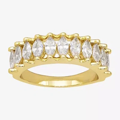 Sparkle Allure Womens 2.5mm Cubic Zirconia 14k Gold Over Brass Band In Transparent