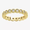 Sparkle Allure Womens 2.5mm Cubic Zirconia 14k Gold Over Brass Round Eternity Band In Transparent