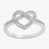 Sparkle Allure Womens 2.5mm Cubic Zirconia Pure Silver Over Brass Heart Band In Silver