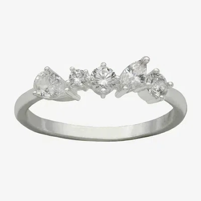 Sparkle Allure Womens 2mm Cubic Zirconia Pure Silver Over Brass 5-stone Cluster Band